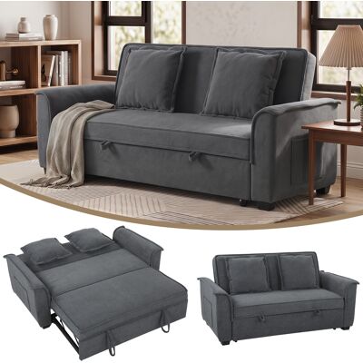 Canapé Convertible 2 Places - Homcom - Dossier Réglable - Ressorts Ensachés - 2 Coussins - Chenille - 168x85x86cm - Gris Foncé - Publicité Canapé Convertible 2 Places - Homcom - Dossier Réglable - Ressorts Ensachés - 2 Coussins - Chenille - 168x85x86cm - Gris Foncé - Publicité