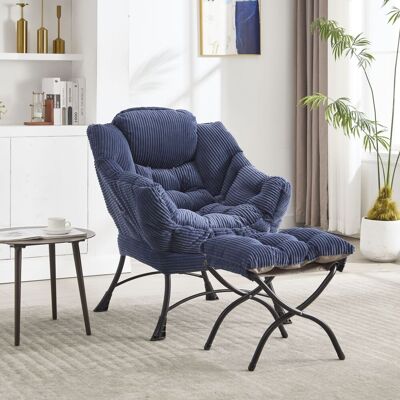 MIDUODUO Fauteuil Paresseux Avec Pouf Accoudoirs Poche Latérale,canapé Rembourré Repose-pieds Petit Espace Bleu Marine. Publicité MIDUODUO Fauteuil Paresseux Avec Pouf Accoudoirs Poche Latérale,canapé Rembourré Repose-pieds Petit Espace Bleu Marine. Publicité