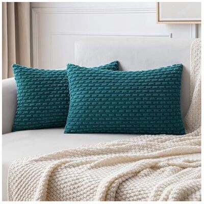 OEM Taies D'Oreiller Lombaires En Velours Côtelé Rayé Bohème 12x20 Pouces Couleur Sarcelle – Un Décor De Style Ferme Moderne, Convenant Aux Canapés, Lits, Bancs – Compatibles Avec Les Tailles Standard. Publicité OEM Taies D'Oreiller Lombaires En Velours Côtelé Rayé Bohème 12x20 Pouces Couleur Sarcelle – Un Décor De Style Ferme Moderne, Convenant Aux Canapés, Lits, Bancs – Compatibles Avec Les Tailles Standard. Publicité
