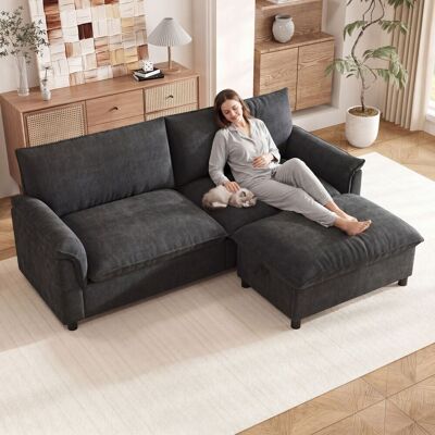 ACKERMAN Canapé D'Angle Modulaire Cloud, Canapé Confortable Pour Le Salon, Design D'Angle En Forme De U, Canapé Moderne À Assise Profonde, Canapé Cloud Extra-large Avec Pouf Amovible, Dossier Haut, Noir, 216 × - Publicité ACKERMAN Canapé D'Angle Modulaire Cloud, Canapé Confortable Pour Le Salon, Design D'Angle En Forme De U, Canapé Moderne À Assise Profonde, Canapé Cloud Extra-large Avec Pouf Amovible, Dossier Haut, Noir, 216 × - Publicité