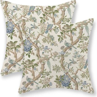 Vision Lot De 2 Housses De Coussin Décoratives Vintage En Lin À Motif D'Oiseaux Bleus Et Verts 45 X 45 Cm, Style Chinois, Pour Canapé, Décoration D'Intérieur - Publicité Vision Lot De 2 Housses De Coussin Décoratives Vintage En Lin À Motif D'Oiseaux Bleus Et Verts 45 X 45 Cm, Style Chinois, Pour Canapé, Décoration D'Intérieur - Publicité