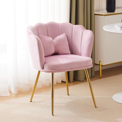 OEM Fauteuil De Salon Moderne En Velours, Fauteuil Baignoire, Confortable, Rembourré Et Décoratif Avec Dossier À Pétales, Pieds En Métal Doré Et Coussins Papillon Pour Chambre/salle À Manger - Publicité OEM Fauteuil De Salon Moderne En Velours, Fauteuil Baignoire, Confortable, Rembourré Et Décoratif Avec Dossier À Pétales, Pieds En Métal Doré Et Coussins Papillon Pour Chambre/salle À Manger - Publicité