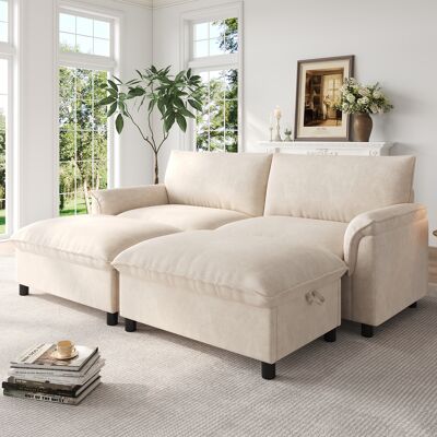 LEMONBEST Canapé Modulable Cloud Beige 216x77x82 Cm En U Ou D’angle, Assise Profonde, Dossier Haut, 2 Poufs Mobiles - Publicité LEMONBEST Canapé Modulable Cloud Beige 216x77x82 Cm En U Ou D’angle, Assise Profonde, Dossier Haut, 2 Poufs Mobiles - Publicité