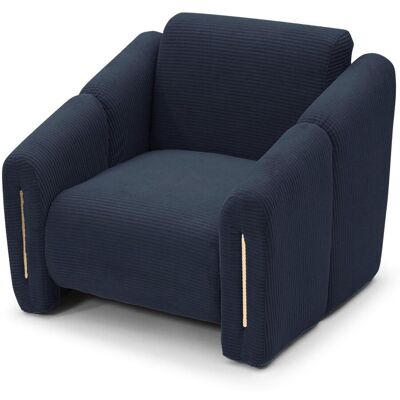 MENZZO Fauteuil Design Maximilien Métal Doré Et Velours Côtelé Bleu Foncé - Publicité MENZZO Fauteuil Design Maximilien Métal Doré Et Velours Côtelé Bleu Foncé - Publicité