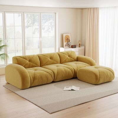 XISRENS Fauteuil D'Angle, Canapé Modulable, Canapé Trois Places Idéal Pour Le Salon, Base Antidérapante, Livré Monté, Canapé Modulable Avec Repose-pieds, Jaune Wl - Publicité XISRENS Fauteuil D'Angle, Canapé Modulable, Canapé Trois Places Idéal Pour Le Salon, Base Antidérapante, Livré Monté, Canapé Modulable Avec Repose-pieds, Jaune Wl - Publicité