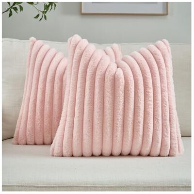 OEM Ensemble De Deux Taies D'Oreiller Roses 26x26 Pouces, Taie D'Oreiller Rayée De Style Européen, Devant En Fausse Fourrure De Lapin, Dos En Velours, Coussin Décoratif Moderne Pour Canapé. Publicité OEM Ensemble De Deux Taies D'Oreiller Roses 26x26 Pouces, Taie D'Oreiller Rayée De Style Européen, Devant En Fausse Fourrure De Lapin, Dos En Velours, Coussin Décoratif Moderne Pour Canapé. Publicité