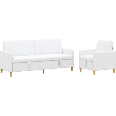Canapé Avec Rangement 2 Pcs Blanc Polyester Vidaxl - Publicité Canapé Avec Rangement 2 Pcs Blanc Polyester Vidaxl - Publicité