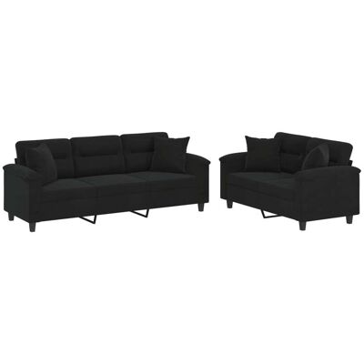 Maison Exclusive - Ensemble De Canapés 2 Pcs Avec Coussins Noir Tissu Microfibre - Publicité Maison Exclusive - Ensemble De Canapés 2 Pcs Avec Coussins Noir Tissu Microfibre - Publicité