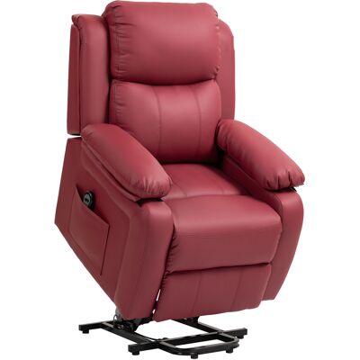 ARRIGONI Fauteuil Releveur Inclinable Avec Repose-pieds Et Telecommande En Cuir Pu 76x90x105 Cm Rouge - Publicité ARRIGONI Fauteuil Releveur Inclinable Avec Repose-pieds Et Telecommande En Cuir Pu 76x90x105 Cm Rouge - Publicité