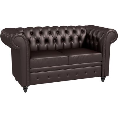MIDUODUO Canapé 2 Places Chesterfield, Faux Cuir, Matelassé, Accoudoirs, Pieds Caoutchouc, Marron - Publicité MIDUODUO Canapé 2 Places Chesterfield, Faux Cuir, Matelassé, Accoudoirs, Pieds Caoutchouc, Marron - Publicité