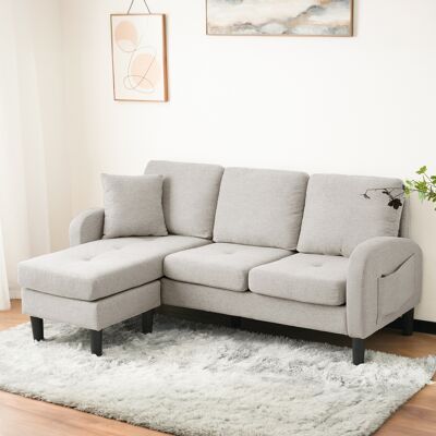 ALLAUVE Canapé En L Modulaire 3 Places – 166x118x77 Cm, Tissu Coton-lin Aéré, Piètement Plastique, Avec Méridienne, Parfait Pour Salon, Studio Ou Bureau - Publicité ALLAUVE Canapé En L Modulaire 3 Places – 166x118x77 Cm, Tissu Coton-lin Aéré, Piètement Plastique, Avec Méridienne, Parfait Pour Salon, Studio Ou Bureau - Publicité