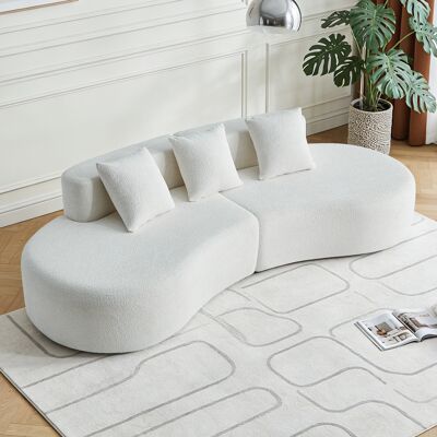 ACKERMAN Canapé D'Angle En Bouclé Moderne Incurvé, Canapé 3 Places À Compression, Confortable Et Élégant Pour Salon Et Appartement, Montage Simple - Publicité ACKERMAN Canapé D'Angle En Bouclé Moderne Incurvé, Canapé 3 Places À Compression, Confortable Et Élégant Pour Salon Et Appartement, Montage Simple - Publicité