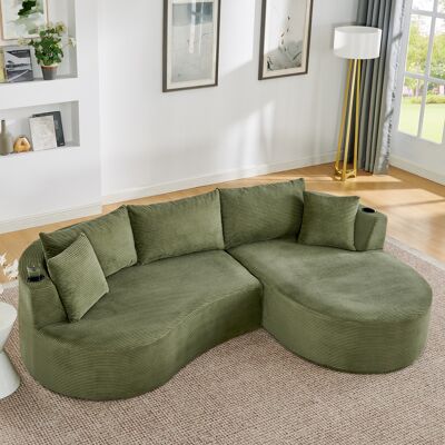 ACKERMAN Canapé Modulaire 3 Places Compressé, Méridienne Droite + Canapé 2 Places, Design En Arc, Tissu Côtelé Doux, Avec Porte-gobelets Et Coussins, Emballage Sous Vide, Pour Salon, Hôtel, Appartement Et Bure - Publicité ACKERMAN Canapé Modulaire 3 Places Compressé, Méridienne Droite + Canapé 2 Places, Design En Arc, Tissu Côtelé Doux, Avec Porte-gobelets Et Coussins, Emballage Sous Vide, Pour Salon, Hôtel, Appartement Et Bure - Publicité