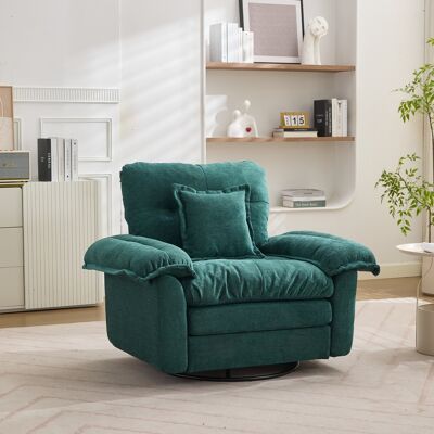 CHINGNIMON Grand Fauteuil De Lecture Pivotant 360° 116x84x96 Cm En Chenille Vert Avec Coussin De Soutien - Publicité CHINGNIMON Grand Fauteuil De Lecture Pivotant 360° 116x84x96 Cm En Chenille Vert Avec Coussin De Soutien - Publicité