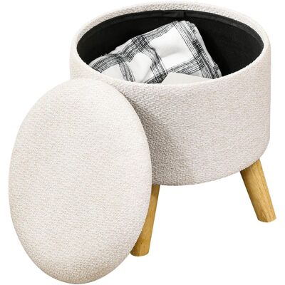 OEM Pouf Rond Repose-pieds Tabouret Avec Coffre De Rangement Pieds En Bois Design Moderne Crème Idéal Pour Salon, Chambre À Coucher Ou Bureau En Bois Massif Solide Et Élégant - Publicité OEM Pouf Rond Repose-pieds Tabouret Avec Coffre De Rangement Pieds En Bois Design Moderne Crème Idéal Pour Salon, Chambre À Coucher Ou Bureau En Bois Massif Solide Et Élégant - Publicité