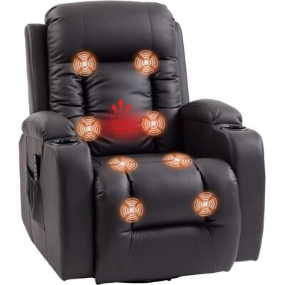 OEM Fauteuil Inclinable De Massage Et Chauffage, Fauteuil De Relaxation, Dossier Réglable, Pivotant 360°, 82x99x103cm, Marron - Publicité OEM Fauteuil Inclinable De Massage Et Chauffage, Fauteuil De Relaxation, Dossier Réglable, Pivotant 360°, 82x99x103cm, Marron - Publicité