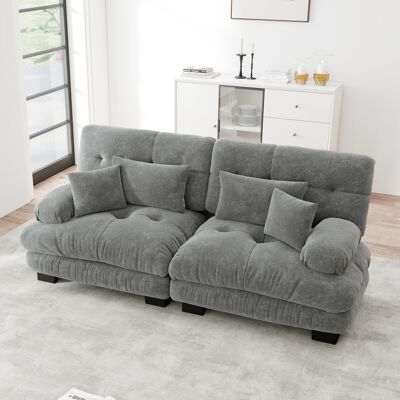 LEMONBEST Canapé 2 Places Effet Nuage, Canapé Salon Confortable Avec 4 Coussins - Assise Profonde - Structure Bois Massif - Chenille Gris - Publicité LEMONBEST Canapé 2 Places Effet Nuage, Canapé Salon Confortable Avec 4 Coussins - Assise Profonde - Structure Bois Massif - Chenille Gris - Publicité
