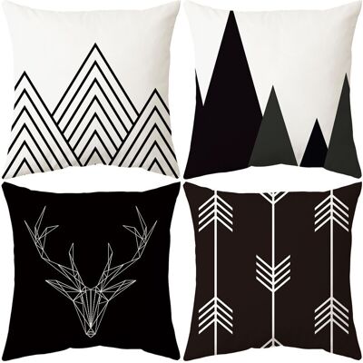 OEM Coussin Lot De 4, Géométrique Noir Et Blanc Flèche De Cerf Minimaliste Doux Court Peluche Carré Taie D'Oreiller Pour Sofa Canapé Chambre Auto Chaise Domicile Décor 45x45cm - Publicité OEM Coussin Lot De 4, Géométrique Noir Et Blanc Flèche De Cerf Minimaliste Doux Court Peluche Carré Taie D'Oreiller Pour Sofa Canapé Chambre Auto Chaise Domicile Décor 45x45cm - Publicité
