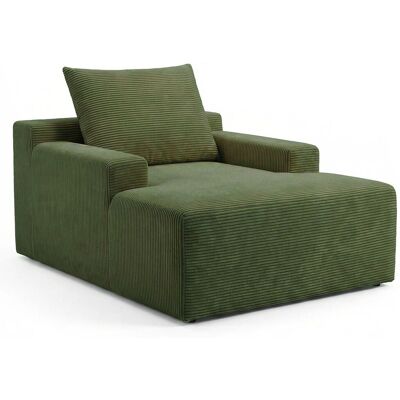 MENZZO Fauteuil Lounge Style Méridienne Rodin Velours Côtelé Vert - Publicité MENZZO Fauteuil Lounge Style Méridienne Rodin Velours Côtelé Vert - Publicité