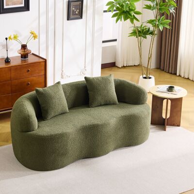 ACKERMAN Canapé D'Angle Vert Incurvé, Accoudoirs Ronds, Canapé Compressé Avec 2 Coussins, Canapé Salon Chambre Beige, Sans Montage - Publicité ACKERMAN Canapé D'Angle Vert Incurvé, Accoudoirs Ronds, Canapé Compressé Avec 2 Coussins, Canapé Salon Chambre Beige, Sans Montage - Publicité