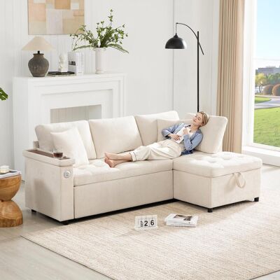 OEM Ce Canapé D'Angle Moderne Est Doté D'Un Lit Gigogne, D'Un Espace De Rangement, D'Un Chargeur Usb, D'Un Rangement Dans Les Accoudoirs Et De Deux Coussins De Dossier, - Publicité OEM Ce Canapé D'Angle Moderne Est Doté D'Un Lit Gigogne, D'Un Espace De Rangement, D'Un Chargeur Usb, D'Un Rangement Dans Les Accoudoirs Et De Deux Coussins De Dossier, - Publicité