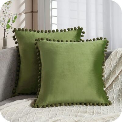 ENOWELIR Lot De 2 Housses De Coussin Décoratives Salon Noël Moderne Pour Canapé Et Fauteuil Bureau – Velours Doux Double Face 45x45 Cm Vert Olive - Publicité ENOWELIR Lot De 2 Housses De Coussin Décoratives Salon Noël Moderne Pour Canapé Et Fauteuil Bureau – Velours Doux Double Face 45x45 Cm Vert Olive - Publicité