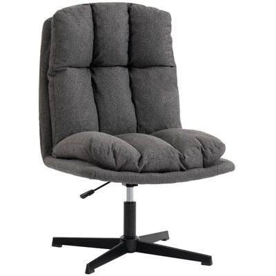 OEM Fauteuil Pivotant D'Appoint, Fauteuil De Lecture En Tissu Aspect Lin Sans Accoudoirs, Avec Une Assise Large Et Des Pieds En Métal, Gris Foncé - Publicité OEM Fauteuil Pivotant D'Appoint, Fauteuil De Lecture En Tissu Aspect Lin Sans Accoudoirs, Avec Une Assise Large Et Des Pieds En Métal, Gris Foncé - Publicité