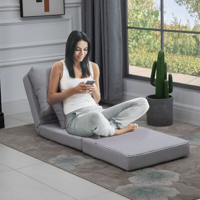 OEM Homcom Chauffeuse Canapé-lit Convertible 1 Place - Dossier Réglable, 1 Coussin Inclus, Gris Clair - Publicité OEM Homcom Chauffeuse Canapé-lit Convertible 1 Place - Dossier Réglable, 1 Coussin Inclus, Gris Clair - Publicité