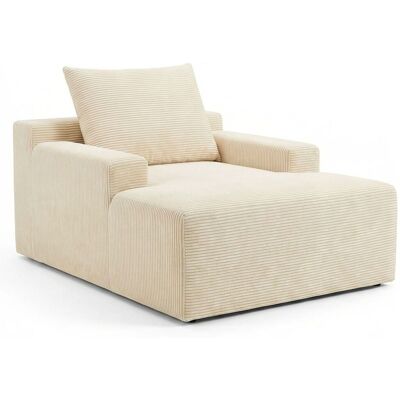 MENZZO Fauteuil Lounge Style Méridienne Rodin Velours Côtelé Beige - Publicité MENZZO Fauteuil Lounge Style Méridienne Rodin Velours Côtelé Beige - Publicité