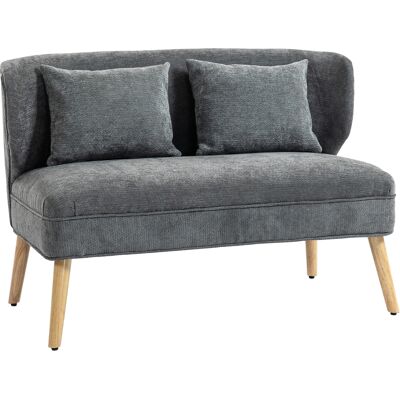 OEM Canapé 2 Places En Chenille, Style Vintage Avec Dossier Haut, Assise Confortable, Pieds En Bois De Caoutchouc, Gris Moderne - Publicité OEM Canapé 2 Places En Chenille, Style Vintage Avec Dossier Haut, Assise Confortable, Pieds En Bois De Caoutchouc, Gris Moderne - Publicité