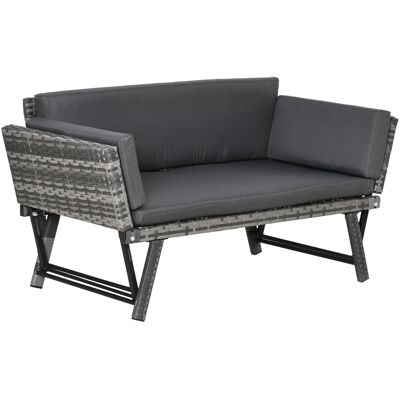 ALMASTORE Canape De Jardin 2 Places En Rotin Avec Coussins Et Accoudoirs Rabattables - Publicité ALMASTORE Canape De Jardin 2 Places En Rotin Avec Coussins Et Accoudoirs Rabattables - Publicité
