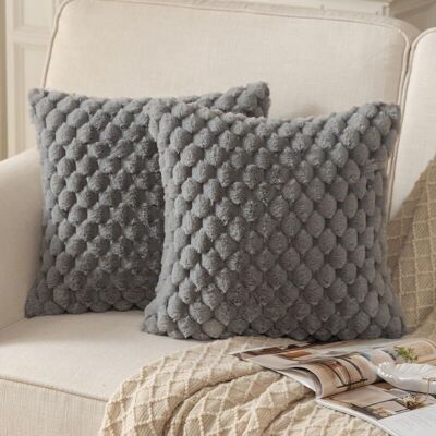 OEM Lot De 2 Housses De Coussin Super Douces En Peluche, Fausse Fourrure, 45x45 Cm, Gris, Pour Canapé, Chambre. Publicité OEM Lot De 2 Housses De Coussin Super Douces En Peluche, Fausse Fourrure, 45x45 Cm, Gris, Pour Canapé, Chambre. Publicité