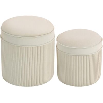 OEM Ensemble De 2 Poufs De Rangement Avec Couvercles, Repose-pieds Ronds Aspect Velours, 36 X 36 X 41,5 Cm, Blanc Crème - Publicité OEM Ensemble De 2 Poufs De Rangement Avec Couvercles, Repose-pieds Ronds Aspect Velours, 36 X 36 X 41,5 Cm, Blanc Crème - Publicité