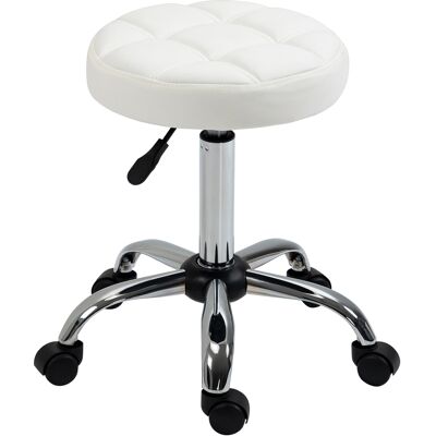 OEM Tabouret Pivotant, Tabouret De Salon, Hauteur Réglable, Similicuir, Motif Matelassé, Ø 35,5 X 48-63 Cm, Blanc/argent - Publicité OEM Tabouret Pivotant, Tabouret De Salon, Hauteur Réglable, Similicuir, Motif Matelassé, Ø 35,5 X 48-63 Cm, Blanc/argent - Publicité