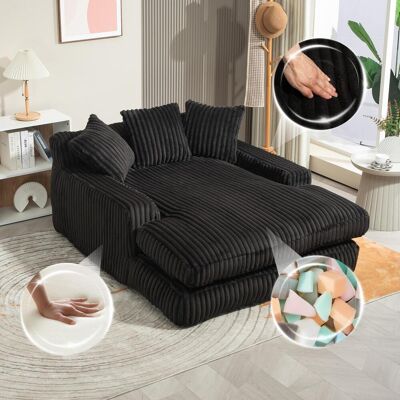 OEM Le Canapé-lit Moderne En Velours Côtelé Cloud Couch Est Doté De Trois Coussins Moelleux Et D'Un Canapé Confortable Une Place Au Sol, Adapté Aux Salons, Appartements Et Bureaux (noir). Publicité OEM Le Canapé-lit Moderne En Velours Côtelé Cloud Couch Est Doté De Trois Coussins Moelleux Et D'Un Canapé Confortable Une Place Au Sol, Adapté Aux Salons, Appartements Et Bureaux (noir). Publicité