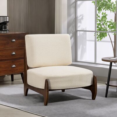 OEM Fauteuil De Salon En Chenille, Fauteuil De Chambre Confortable, Coussin Épais Et Assise Rembourrée, 72x73.5x81cm, Crème - Publicité OEM Fauteuil De Salon En Chenille, Fauteuil De Chambre Confortable, Coussin Épais Et Assise Rembourrée, 72x73.5x81cm, Crème - Publicité