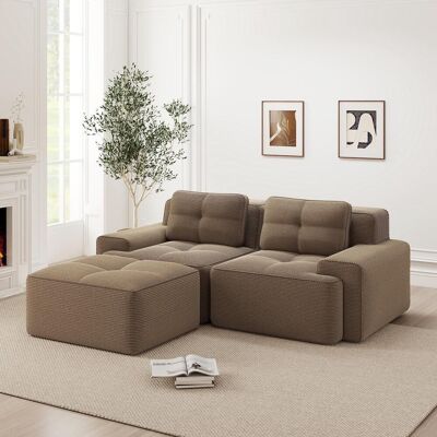 OEM Canapé Modulable Sans Structure, Canapé D'Angle Moderne En Forme De L Pour Salon Avec Assise Profonde, Canapé Confortable En Velours Côtelé Avec Pouf, Canapé-lit Deux Places Capitonné, Marron - Publicité OEM Canapé Modulable Sans Structure, Canapé D'Angle Moderne En Forme De L Pour Salon Avec Assise Profonde, Canapé Confortable En Velours Côtelé Avec Pouf, Canapé-lit Deux Places Capitonné, Marron - Publicité