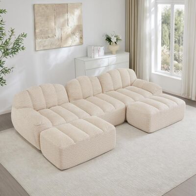 OEM Ce Canapé Modulable Trois Places En Forme De U Est Fourni Avec Deux Repose-pieds. Sa Structure Sans Armature, - Publicité OEM Ce Canapé Modulable Trois Places En Forme De U Est Fourni Avec Deux Repose-pieds. Sa Structure Sans Armature, - Publicité