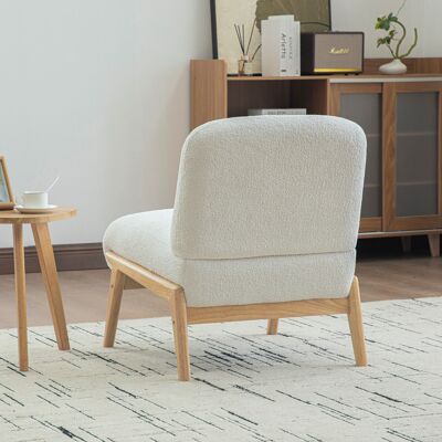 DEVOKO Chaise Lounge En Tissu Scandinave – Tissu Chenille Doux Et Cadre En Bois Solide, Idéal Pour Le Salon Et La Chambre, Ivoire - Publicité DEVOKO Chaise Lounge En Tissu Scandinave – Tissu Chenille Doux Et Cadre En Bois Solide, Idéal Pour Le Salon Et La Chambre, Ivoire - Publicité