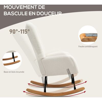 OEM Fauteuil À Bascule Laine Bouclée Pieds Hévéa Chambre Salon Crème - Publicité OEM Fauteuil À Bascule Laine Bouclée Pieds Hévéa Chambre Salon Crème - Publicité