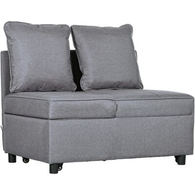 ARRIGONI Banquette Fauteuil Chauffeuse Convertible En Lit D'Appoint 1 Place Dossier Inclinable 5 Positions Avec 2 Coussins Gris - Publicité ARRIGONI Banquette Fauteuil Chauffeuse Convertible En Lit D'Appoint 1 Place Dossier Inclinable 5 Positions Avec 2 Coussins Gris - Publicité