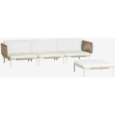 Ensemble De Jardin Avec Canapé Modulaire 3 Pièces Comprenant 2 Modules D'Angle Et Un Pouf En Acier Roubly Sklum Beige Amande - Publicité Ensemble De Jardin Avec Canapé Modulaire 3 Pièces Comprenant 2 Modules D'Angle Et Un Pouf En Acier Roubly Sklum Beige Amande - Publicité