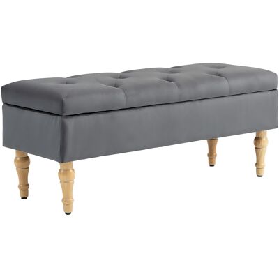 OEM Banc Coffre De Rangement 2 En 1 Banquette En Velours Avec Couvercle À Charnière Capitonné Et Pieds En Bois. Gris Foncé - Publicité OEM Banc Coffre De Rangement 2 En 1 Banquette En Velours Avec Couvercle À Charnière Capitonné Et Pieds En Bois. Gris Foncé - Publicité
