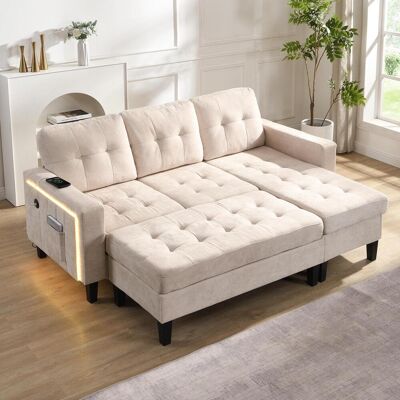 OEM Ensemble De Canapés D'Angle Multifonctionnels Pour Salon : Équipé D'Un Pouf Amovible Extra-large Et D'Un Éclairage D'Ambiance Led, D'Un Canapé D'Angle Trois Places + D'Un Pouf Deux Places, - Publicité OEM Ensemble De Canapés D'Angle Multifonctionnels Pour Salon : Équipé D'Un Pouf Amovible Extra-large Et D'Un Éclairage D'Ambiance Led, D'Un Canapé D'Angle Trois Places + D'Un Pouf Deux Places, - Publicité