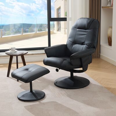 ACKERMAN Fauteuil De Massage Avec Fonction Allongée, Chauffage Et Pouf, Fauteuil Relax Tv En Tissu Simili Cuir, Rotation 360 Degrés, Noir - Publicité ACKERMAN Fauteuil De Massage Avec Fonction Allongée, Chauffage Et Pouf, Fauteuil Relax Tv En Tissu Simili Cuir, Rotation 360 Degrés, Noir - Publicité
