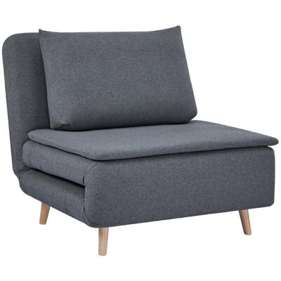 OEM Fauteuil Convertible 3 En 1 Avec Fonction Lit, Dossier Inclinable, Pieds En Hêtre, Coussin, Gris - Publicité OEM Fauteuil Convertible 3 En 1 Avec Fonction Lit, Dossier Inclinable, Pieds En Hêtre, Coussin, Gris - Publicité