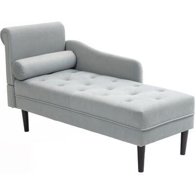 MIDUODUO Chaise Longue Matelassée Coussin Accoudoir Gauche Velours Canapé Rembourré Pieds Bois Massif Salon Bureau Gris - Publicité MIDUODUO Chaise Longue Matelassée Coussin Accoudoir Gauche Velours Canapé Rembourré Pieds Bois Massif Salon Bureau Gris - Publicité