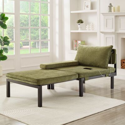 ACKERMAN 2 In 1 Folding Sofa Bed With Sleeping Function & Usb/typec Ports, Extendable Single Chair With Cushion, Space-saving Guest Bed For Living Room,bed Room,study,balcony,lofts,small Apartment - Green - Publicité ACKERMAN 2 In 1 Folding Sofa Bed With Sleeping Function & Usb/typec Ports, Extendable Single Chair With Cushion, Space-saving Guest Bed For Living Room,bed Room,study,balcony,lofts,small Apartment - Green - Publicité