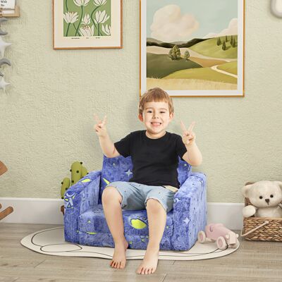 OEM Canapé Enfant Pliable 2 En 1, Revêtu D'Un Tissu Lumineux À Motif Cosmique, Coussin Et Housse Lavables, Bleu - Publicité OEM Canapé Enfant Pliable 2 En 1, Revêtu D'Un Tissu Lumineux À Motif Cosmique, Coussin Et Housse Lavables, Bleu - Publicité