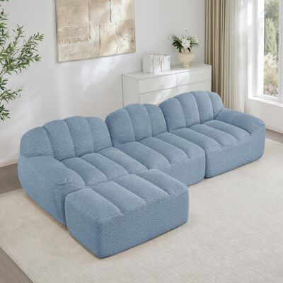 OEM Canapé D'Angle Modulable 3 Places Avec 1 Pouf, Sans Armature, En Mousse Haute Densité 32d, Assise Profonde, Idéal Pour Le Salon, Tissu Doux, Bleu - Publicité OEM Canapé D'Angle Modulable 3 Places Avec 1 Pouf, Sans Armature, En Mousse Haute Densité 32d, Assise Profonde, Idéal Pour Le Salon, Tissu Doux, Bleu - Publicité
